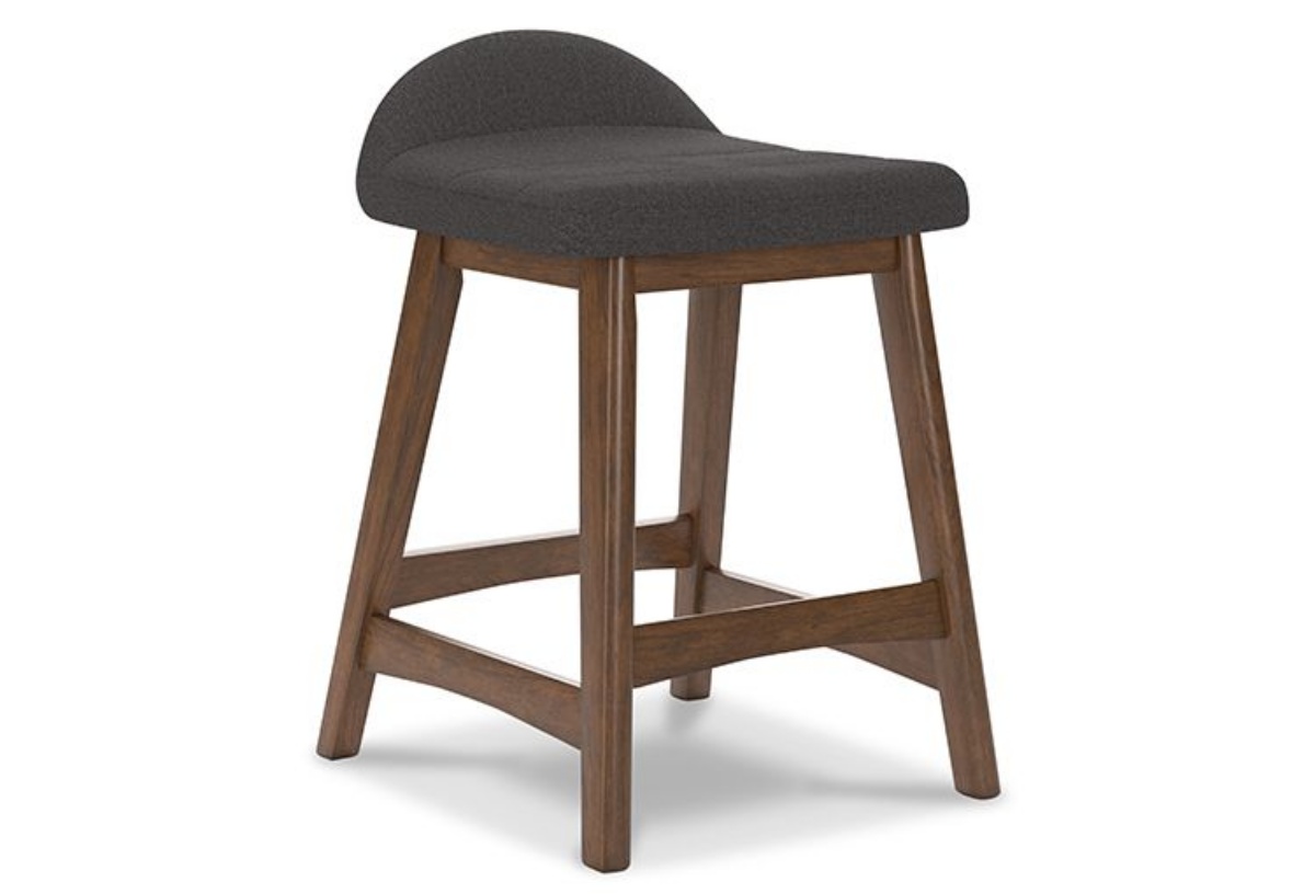 Picture of Lyncott Charcoal/Brown Upholstered Barstool (2/CN)