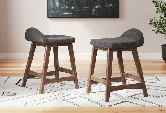 Picture of Lyncott Charcoal/Brown Upholstered Barstool (2/CN)