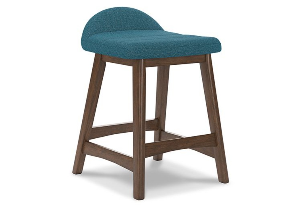 Picture of Lyncott Blue/Brown Upholstered Barstool (2/CN)