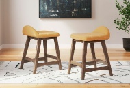 Picture of Lyncott Mustard/Brown Upholstered Barstool (2/CN)
