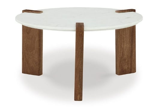 Picture of Isanti White/Brown Round Cocktail Table