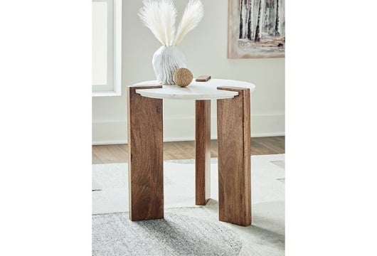 Picture of Isanti White/Brown Round End Table