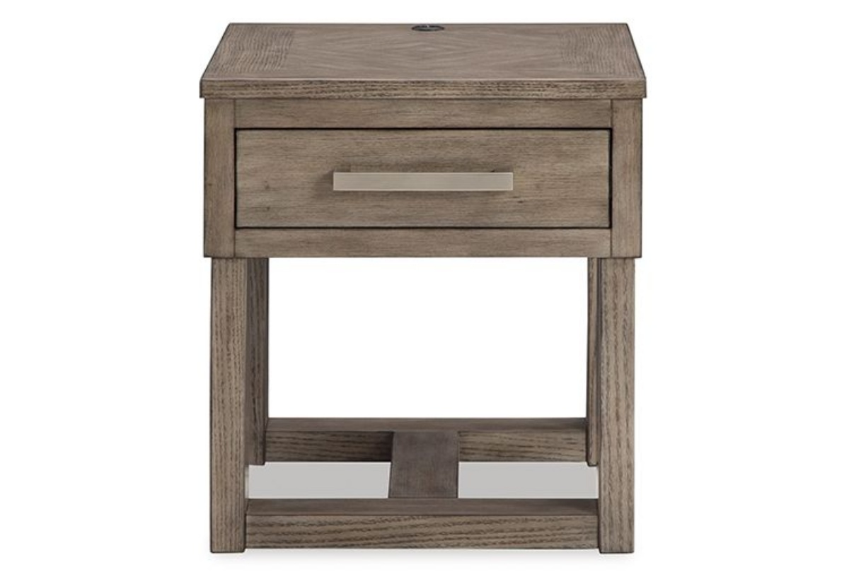 Picture of Loyaska Grayish Brown/White Rectangular End Table