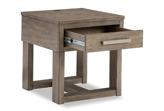 Picture of Loyaska Grayish Brown/White Rectangular End Table