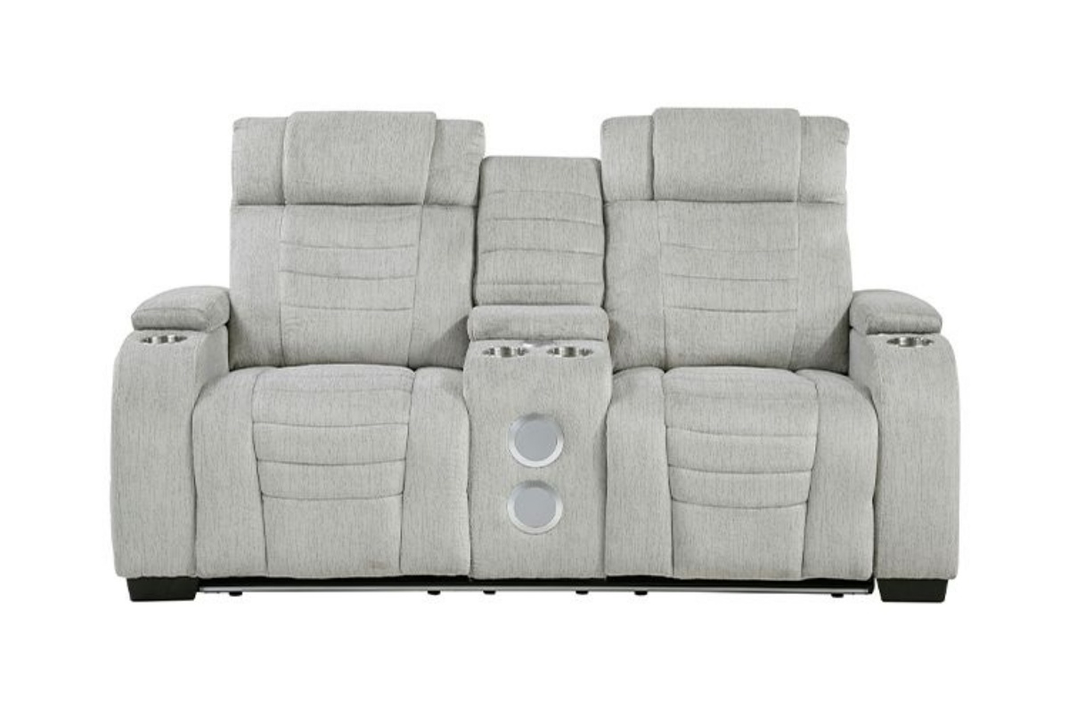 Picture of Ronan Grey Console Loveseat With Bluetooth & LED Lights