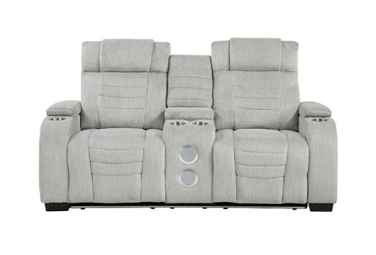 Picture of Ronan Grey Console Loveseat With Bluetooth & LED Lights