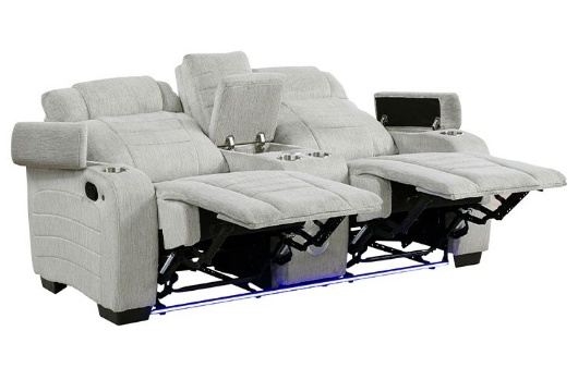 Picture of Ronan Grey Console Loveseat With Bluetooth & LED Lights