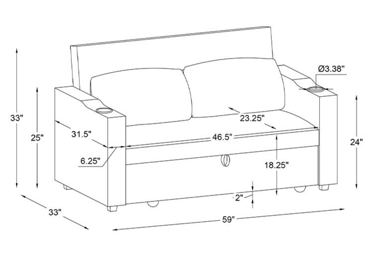 Buy Loren Grey Convertible Sleeper Loveseat Part 420220GRY01ABU