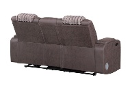 Picture of Pepe Mocha Dual Power Reclining Console Loveseat With Bluetooth & LED Lights