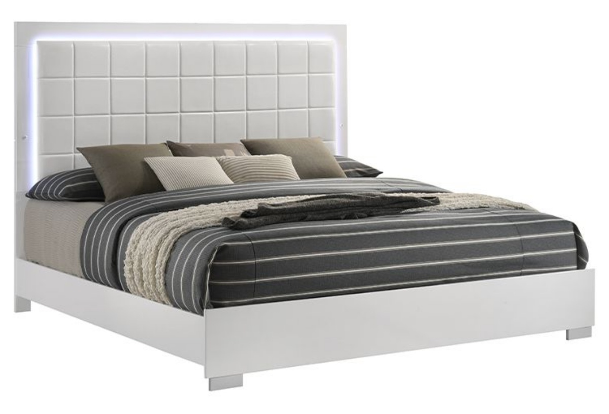 Picture of Stardust White 3 PC King Bed With LED Lights