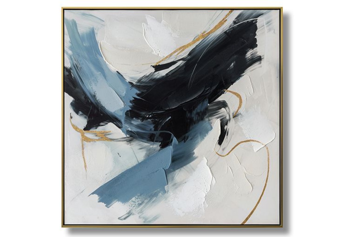 Picture of Midnight Cascade Abstract  Canvas in Frame