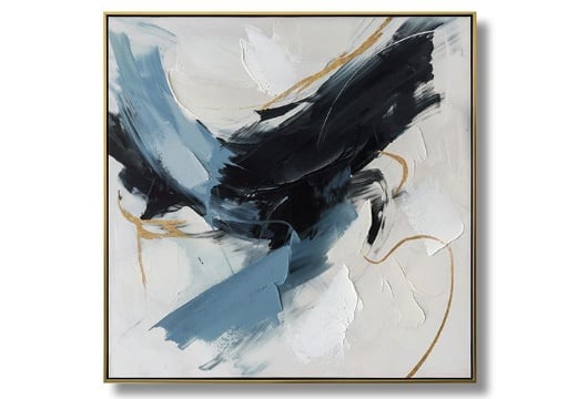 Picture of Midnight Cascade Abstract  Canvas in Frame