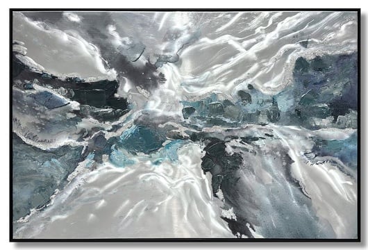 Picture of Vibrant Abstract Mixed Media Artwork in Frame