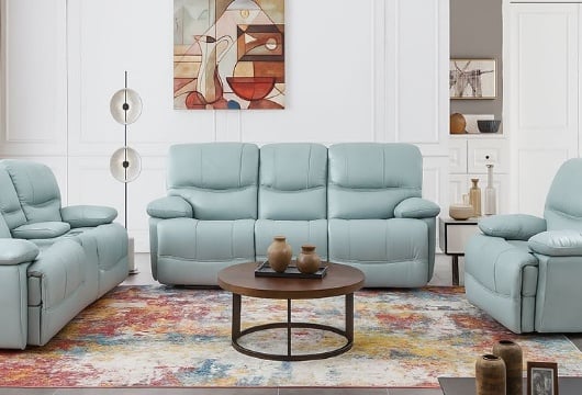 Picture of Dominic Aqua Leather Power Reclining Sofa