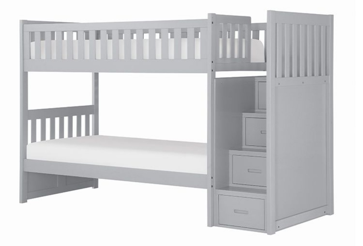 Buy Orion Grey Twin/Twin Step Bunk Bed - Part# B2063SB | Badcock & More