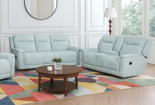 Picture of Bristol Aqua Reclining Sofa & Console Loveseat