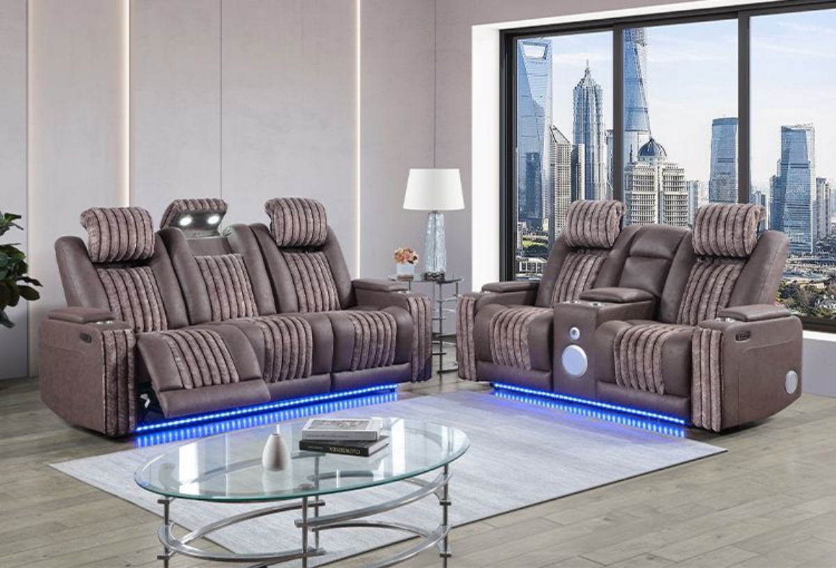 Buy Pepe Mocha Dual Power Reclining Sofa & Loveseat - Part