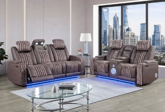 Picture of Pepe Mocha Dual Power Reclining Sofa & Loveseat