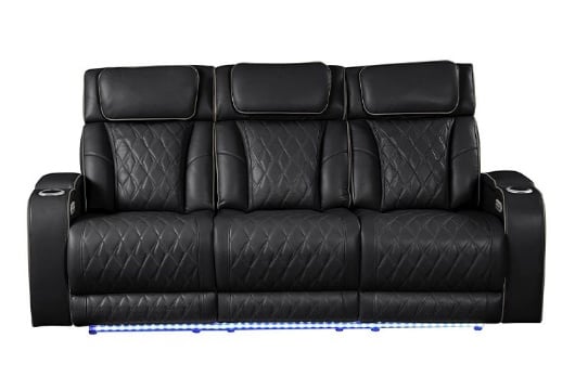 Picture of Matrix Black Power Reclining Sofa With LED Lights & Masssage
