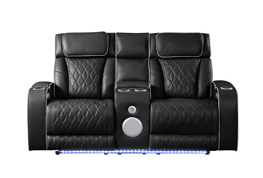 Picture of Matrix Black Power Reclining Console Loveseat With Blutooth & Masssage
