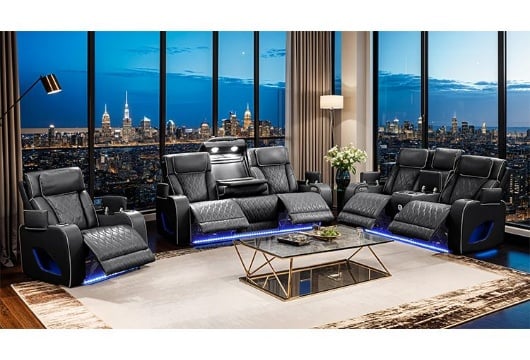 Picture of Matrix Black Power Recliner With Massage & LED Lights
