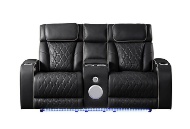 Picture of Matrix Black Power Reclining Sofa & Console Loveseat With LED Lights & Masssage