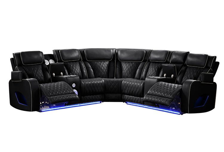 NIID Radiant II Black Matrix セット Matrix Black Power Reclining Sectional With LED Lights & Massage
