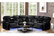 Picture of Matrix Black Power Reclining Sectional With LED Lights & Massage