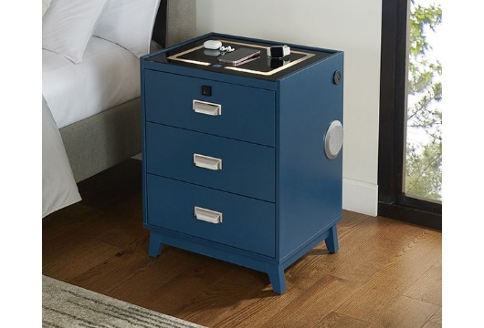 Picture of Rio Blue Bluetooth Nightstand With USB & Charging Station