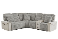 Mariner Grey Power Reclining Sectional With Bluetooth