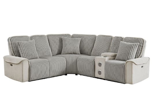 Picture of Mariner Grey Power Reclining Sectional With Bluetooth