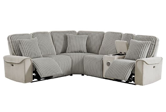 Picture of Mariner Grey Power Reclining Sectional With Bluetooth