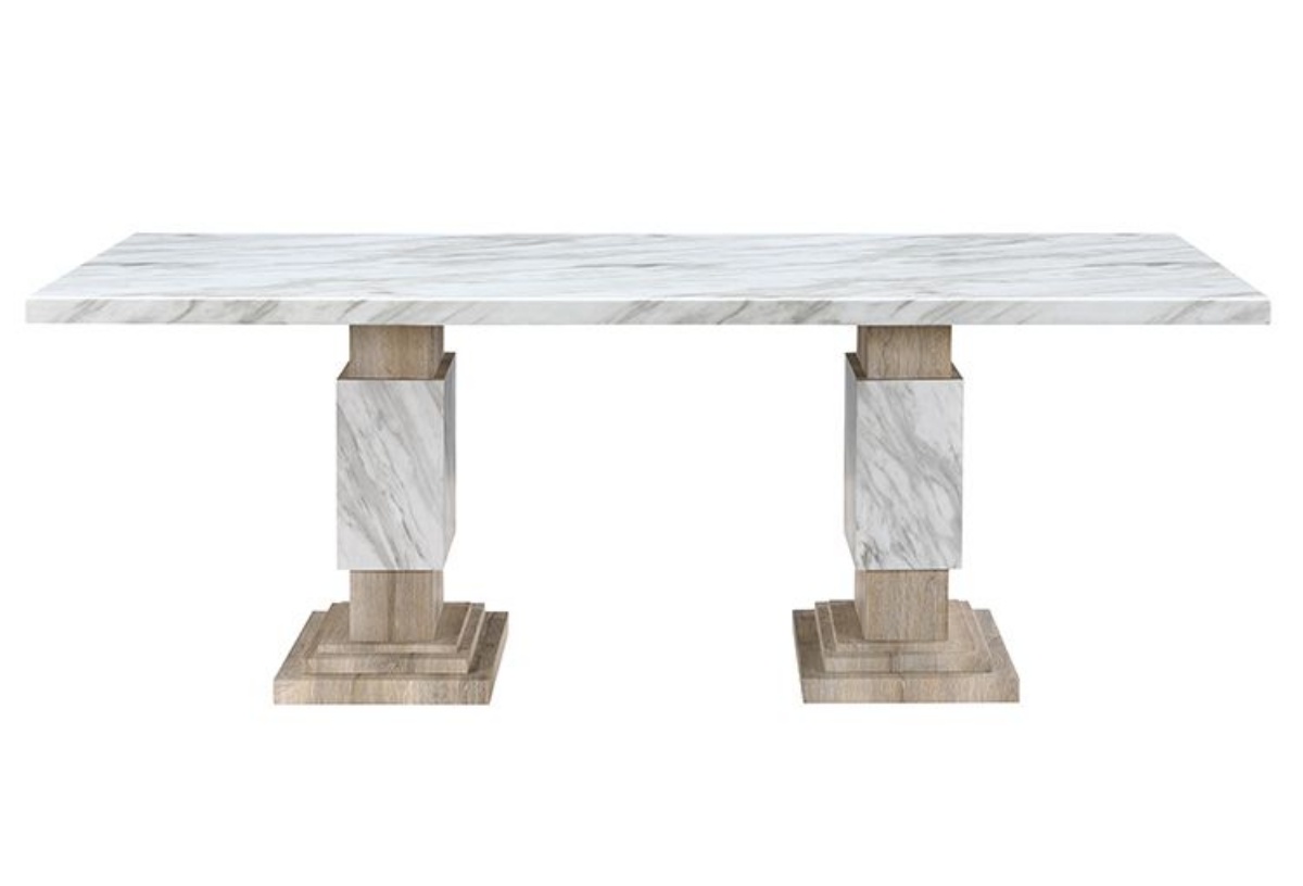 Picture of Leah Faux Marble/Natural Dining Table