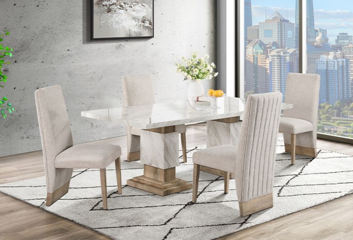 Picture of Leah Faux Marble/Natural 5 PC Dining Room