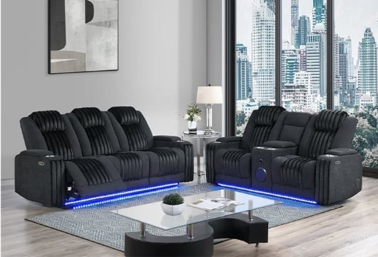 Picture of Pepe Black Dual Power Reclining Sofa & Loveseat