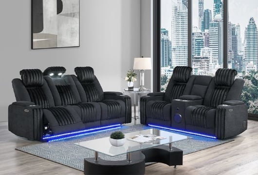 Picture of Pepe Black Dual Power Reclining Sofa & Loveseat