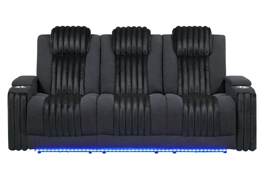 Buy Matrix Black Power Reclining Sofa With LED Lights & Masssage