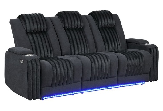 Picture of Pepe Black Dual Power Reclining Sofa With LED Lights