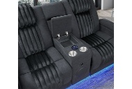 Picture of Pepe Black Dual Power Reclining Console Loveseat With Bluetooth & LED Lights