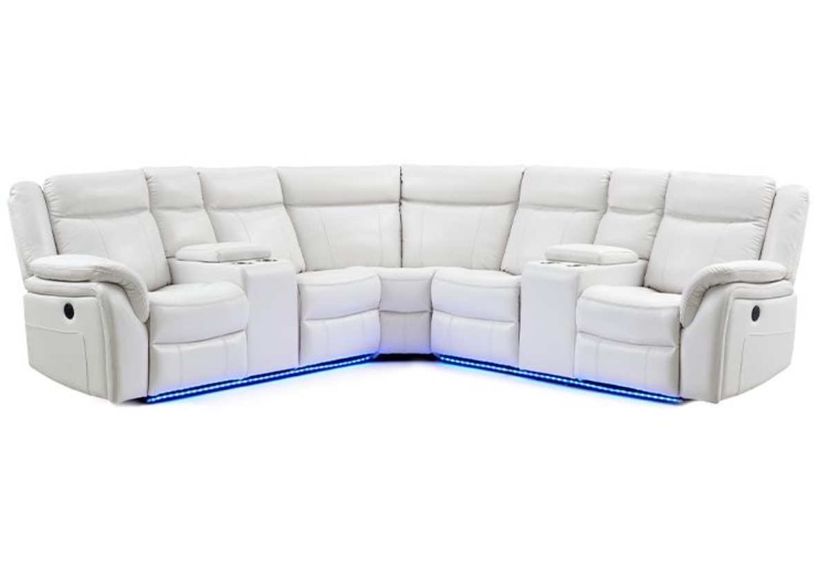 Picture of Blanche White Reclining Sectional with LED Lights