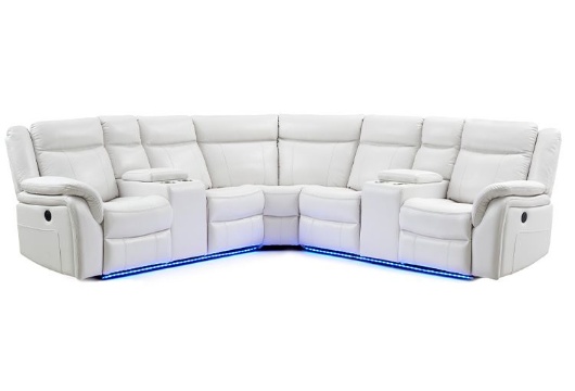 Picture of Blanche White Reclining Sectional with LED Lights