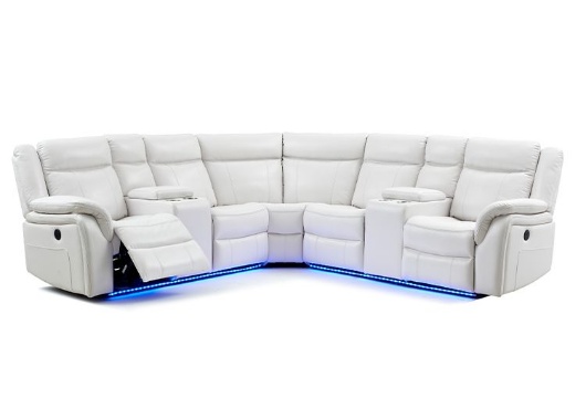 Picture of Blanche White Reclining Sectional with LED Lights