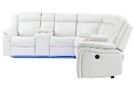Picture of Blanche White Reclining Sectional with LED Lights