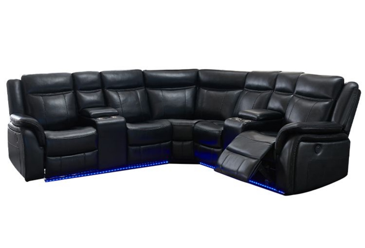 Picture of Blanche Black Reclining Sectional with LED Lights