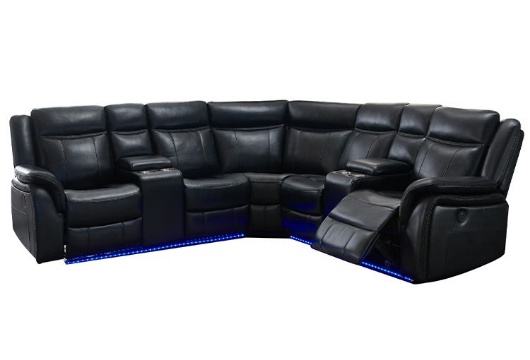Picture of Blanche Black Reclining Sectional with LED Lights