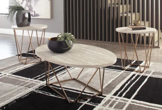 Picture of Tarica Gold/White 3 PC Table Set