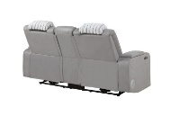 Picture of Pepe Grey Dual Power Reclining Console Loveseat With Bluetooth & LED Lights