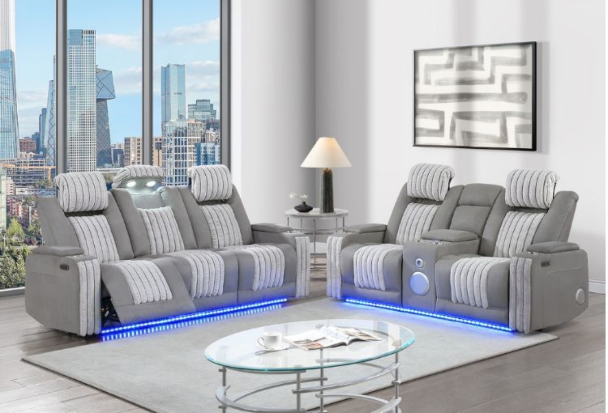 Picture of Pepe Grey Dual Power Reclining Sofa & Loveseat