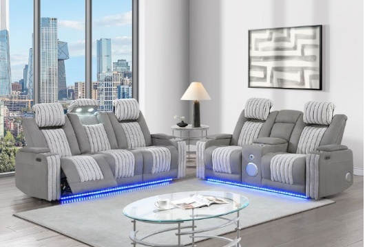 Picture of Pepe Grey Dual Power Reclining Sofa & Loveseat