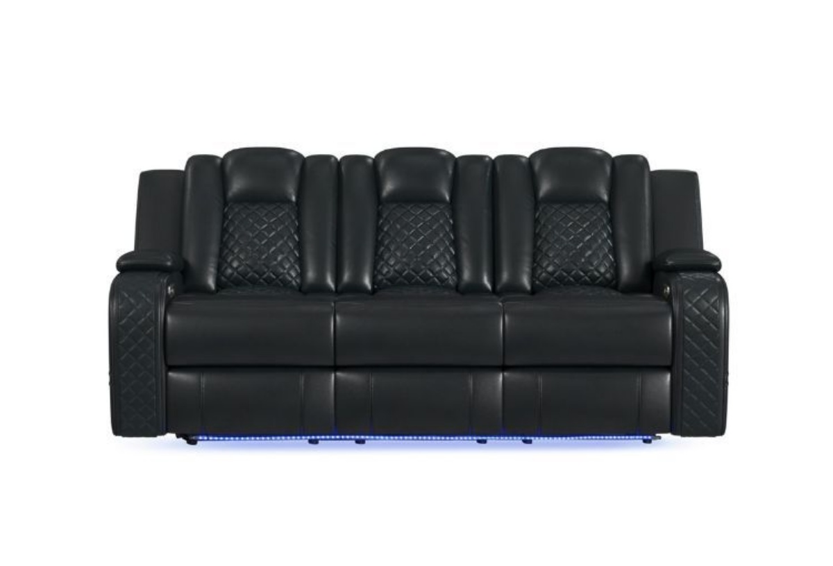 Picture of Carlo Black Dual Power Reclining Sofa With Dropdown Table